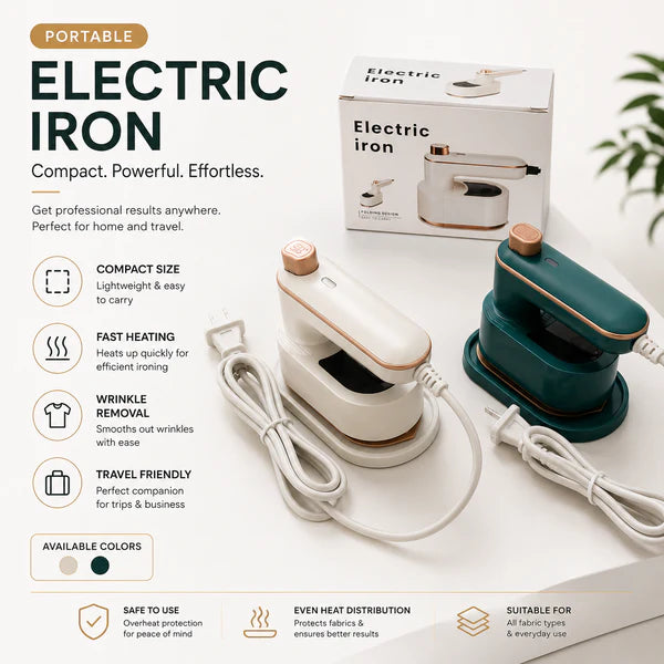 Foldable Electric Iron – Portable Travel Steam Iron for Quick & Efficient Wrinkle Removal